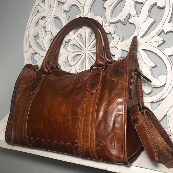Frye Melissa Satchel Cognac Pull Up Leather NWT - Picture 3 of 9